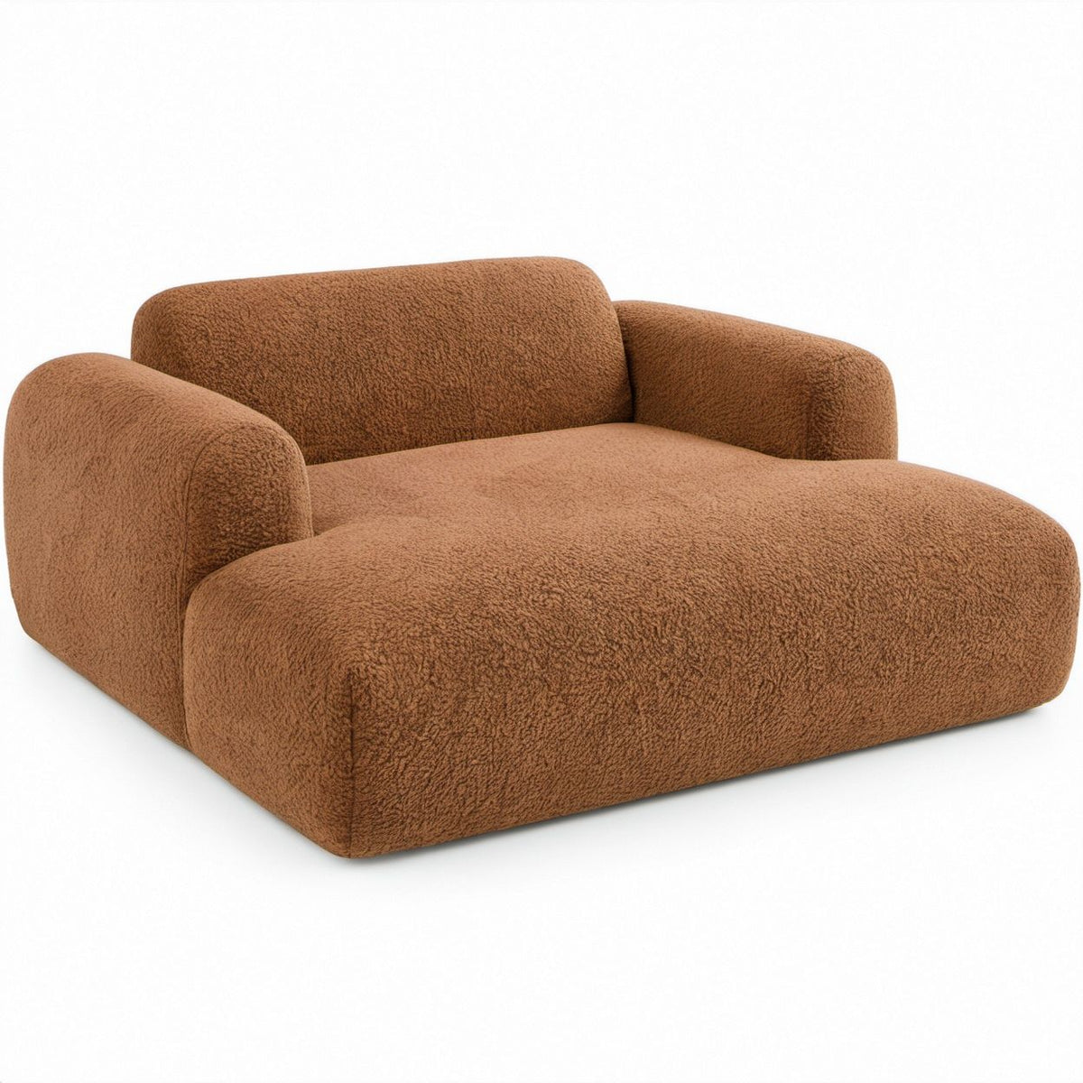 Poltrona Quadrada em Bouclé de Poliéster Castanho 120 x 105 x 75 cm