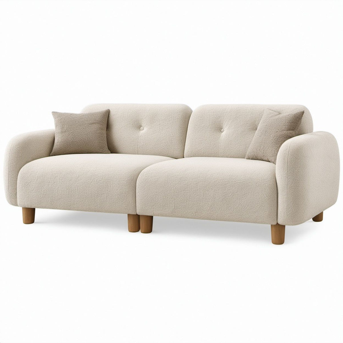 Sofá de 2 Lugares em Tecido Bouclé Bege, 180 x 88 x 82 cm