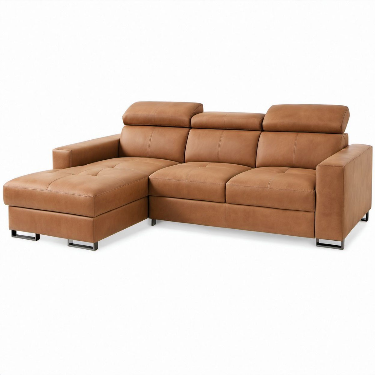 Sofá Chaise Longue em L Castanho em Pele Sintética PU 260 x 160 x 95 cm
