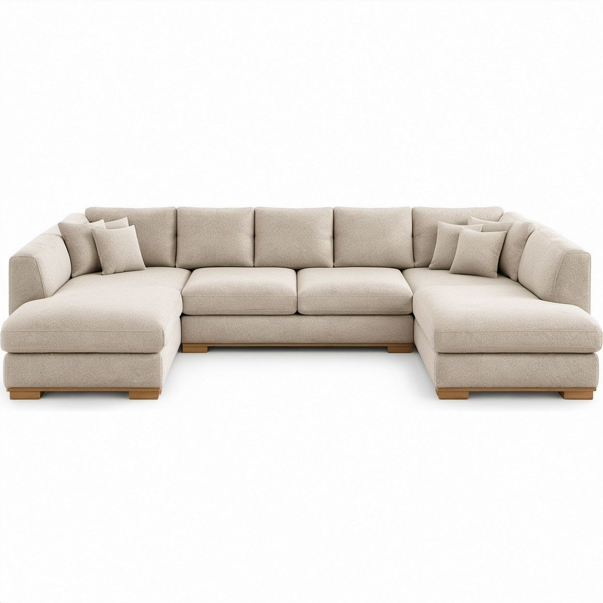 Sofá Modular em U Bege de 5 Lugares em Poliéster, 360 x 170 x 85 cm