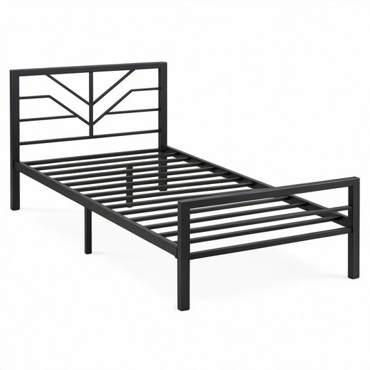 Estrutura Retangular em Aço Preto para Colchão 90 x 190 cm