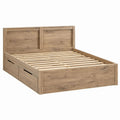 Cama de Casal com 2 Gavetas em MDF Carvalho Claro, 160 x 200 cm