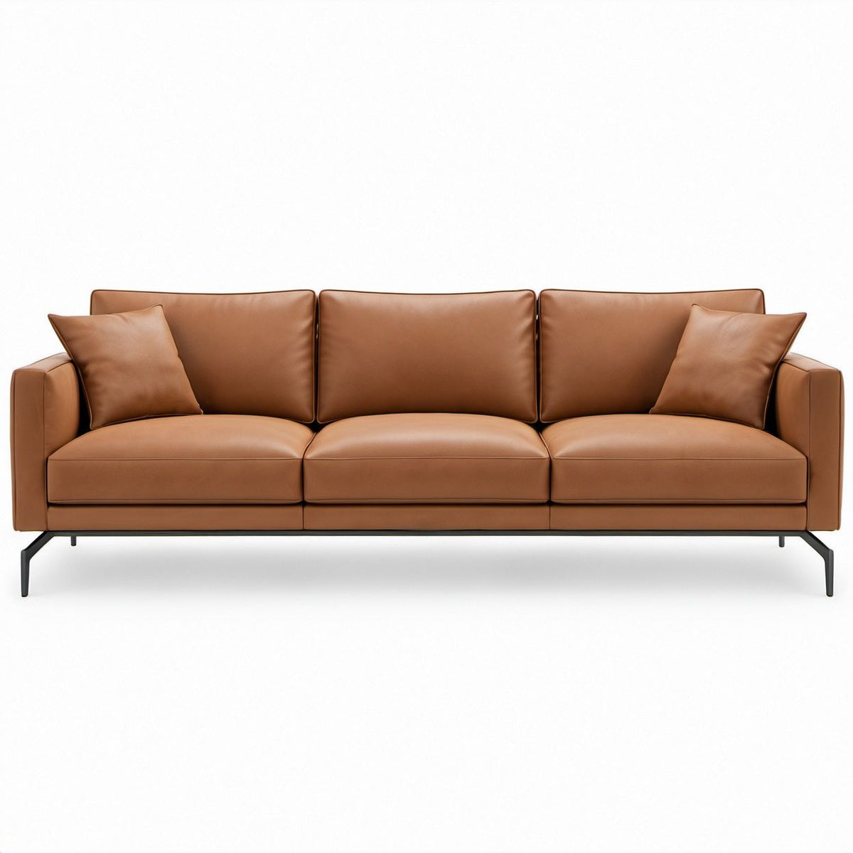 Sofá Retangular de 3 Lugares em Pele Sintética PU Castanho 220 x 90 x 85 cm