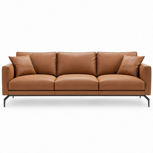 Sofá Retangular de 3 Lugares em Pele Sintética PU Castanho 220 x 90 x 85 cm