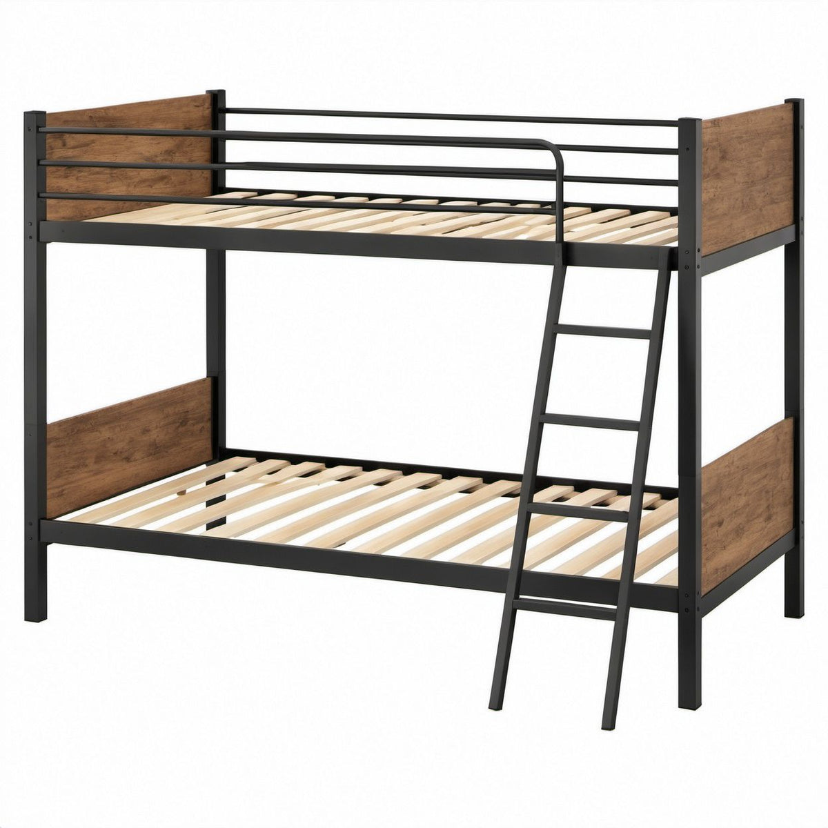 Beliche Individual em Aço e MDF Preto e Castanho 198 x 96 x 160 cm
