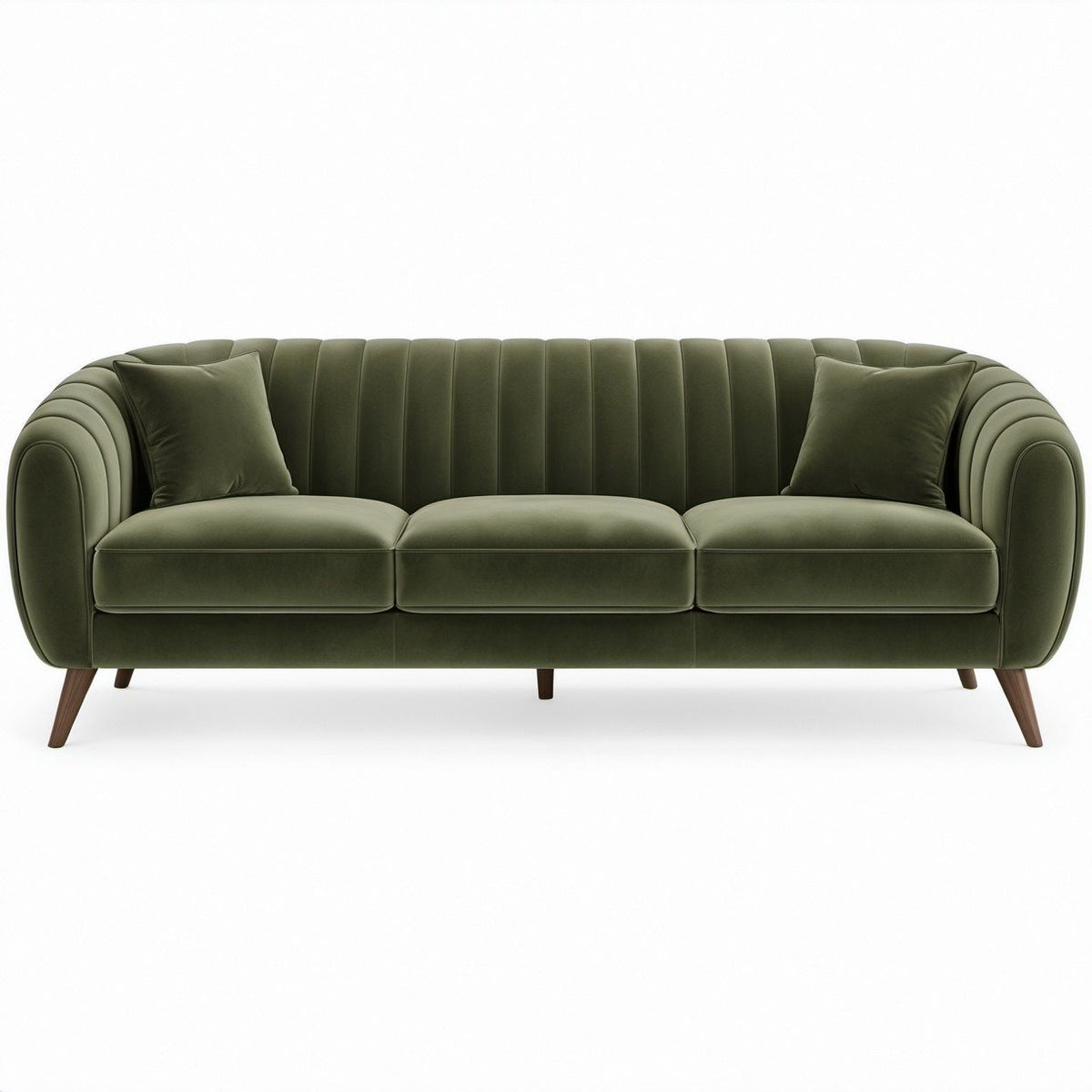 Sofá de 3 Lugares em Veludo Verde-Azeitona 220 x 90 x 85 cm