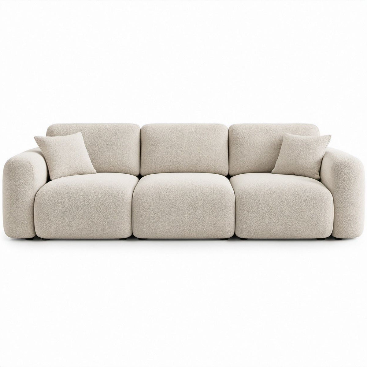 Sofá Reto de 3 Lugares em Bouclé de Poliéster Bege 230 x 95 x 85 cm