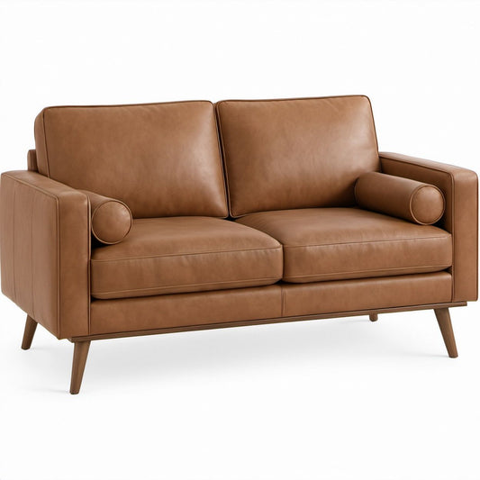 Sofá de 2 Lugares em Pele Sintética PU Castanho Caramelo 160 x 90 x 85 cm