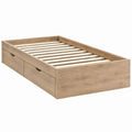 Cama Individual com 2 Gavetas em Carvalho Claro, 90 x 190 cm